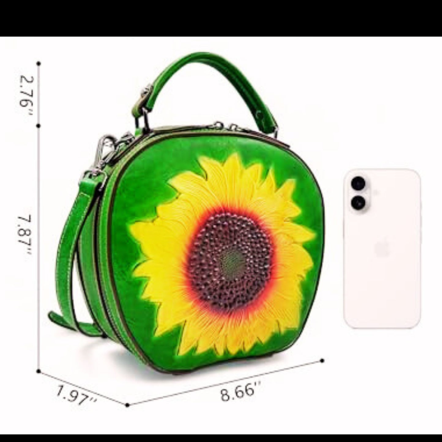 Genuine Leather Vintage Sunflower Bag for Women