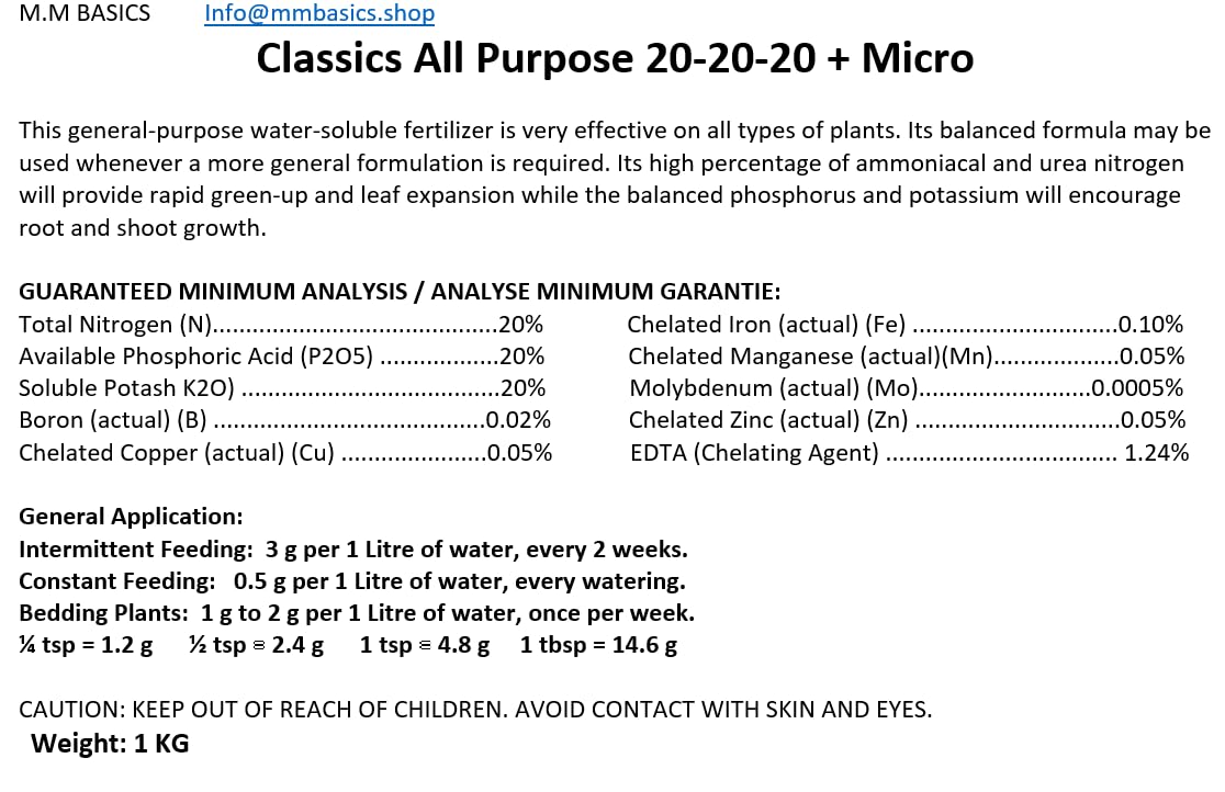 M.M Basics 20-20-20 Fertilizer