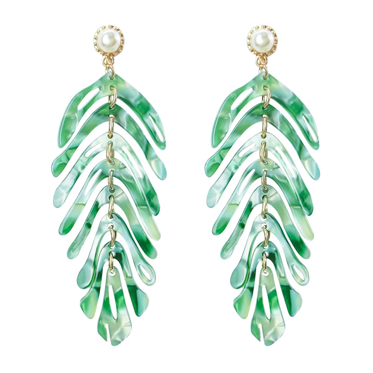 Palm Leaf Earrings - Green or White