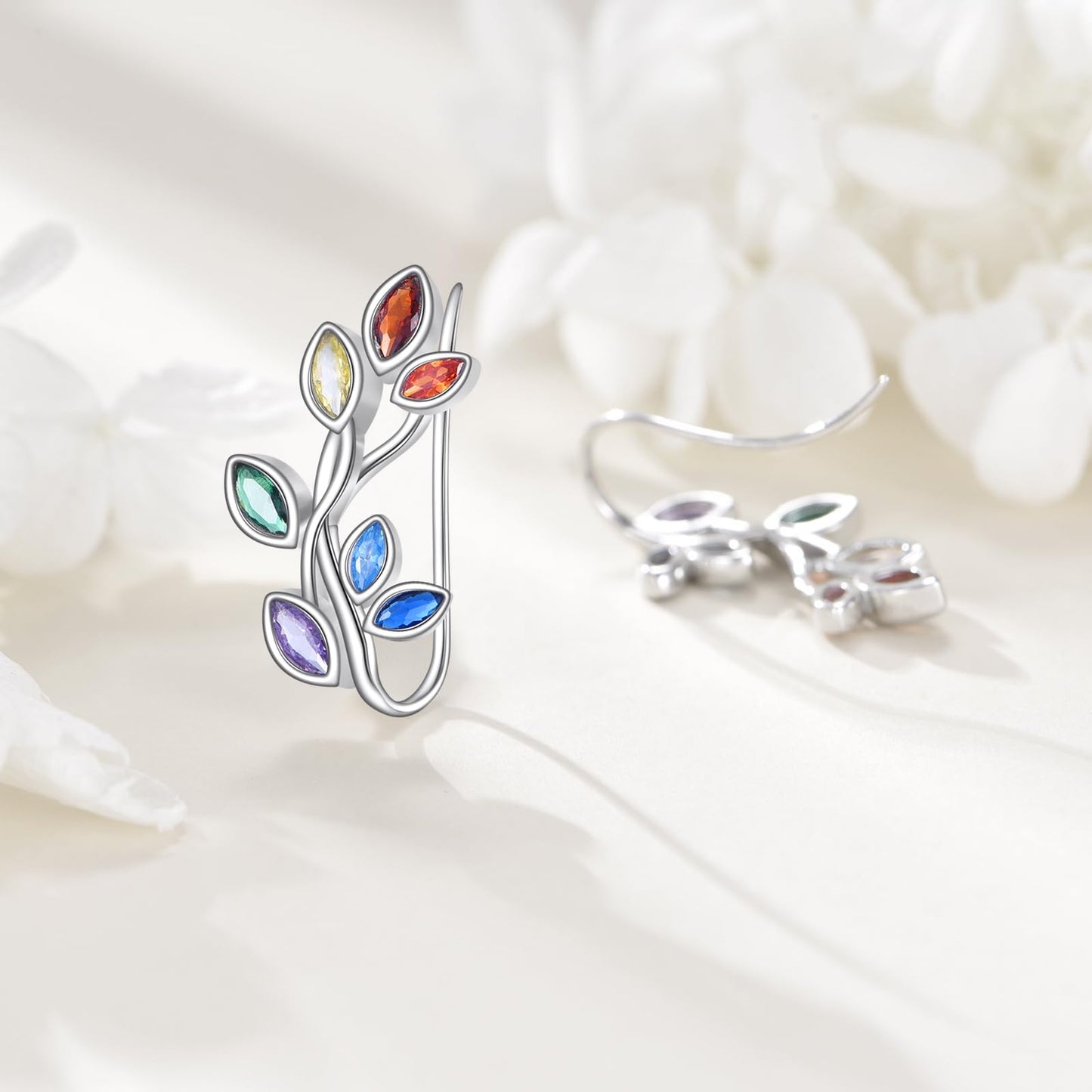 Silver Leaf Climber Earrings