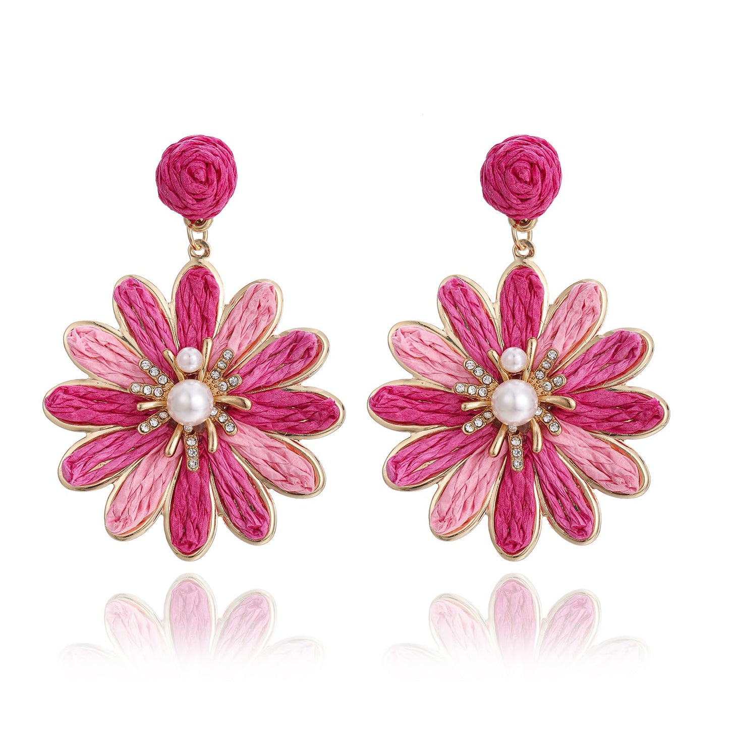 Boho Raffia Flower Earrings