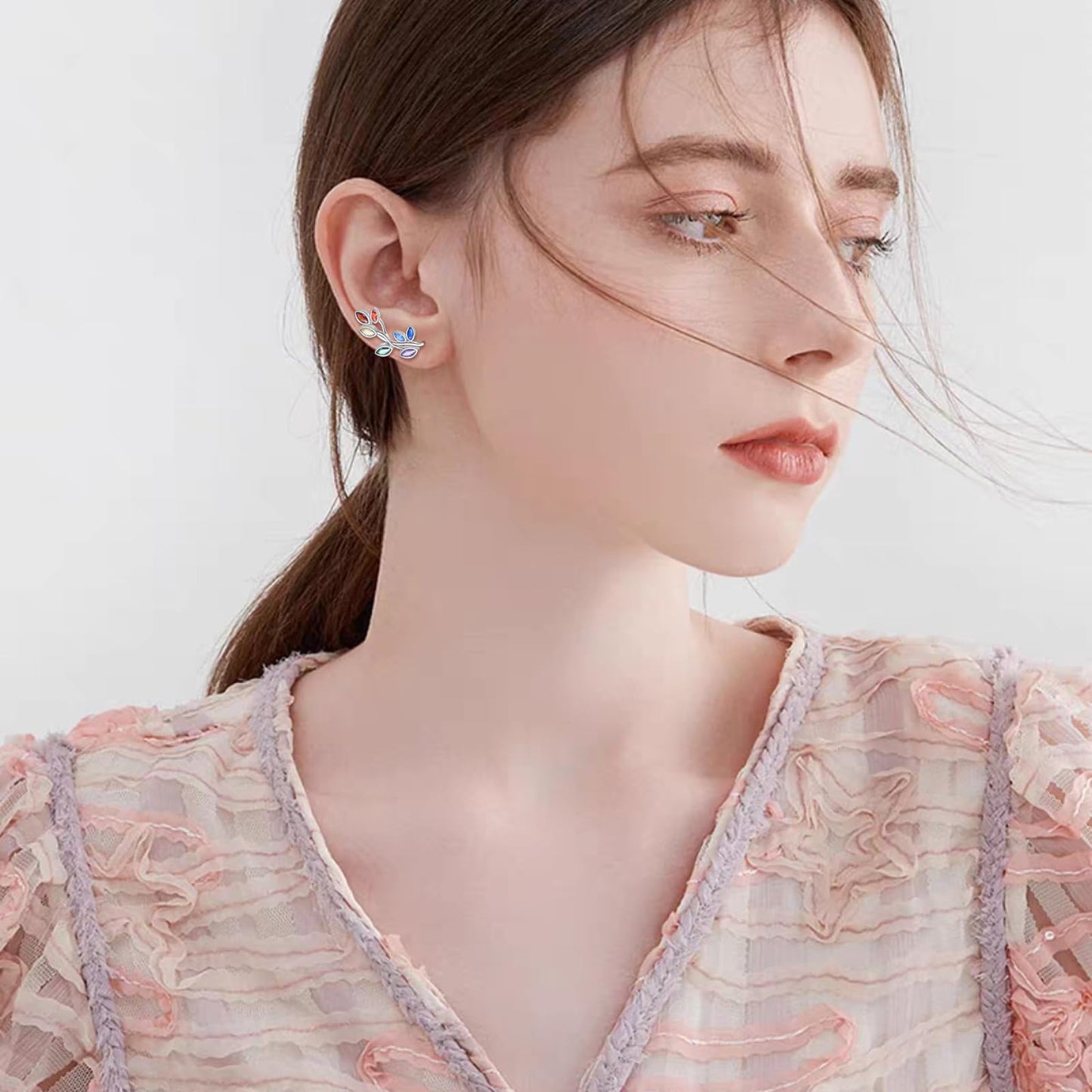 Silver Leaf Climber Earrings