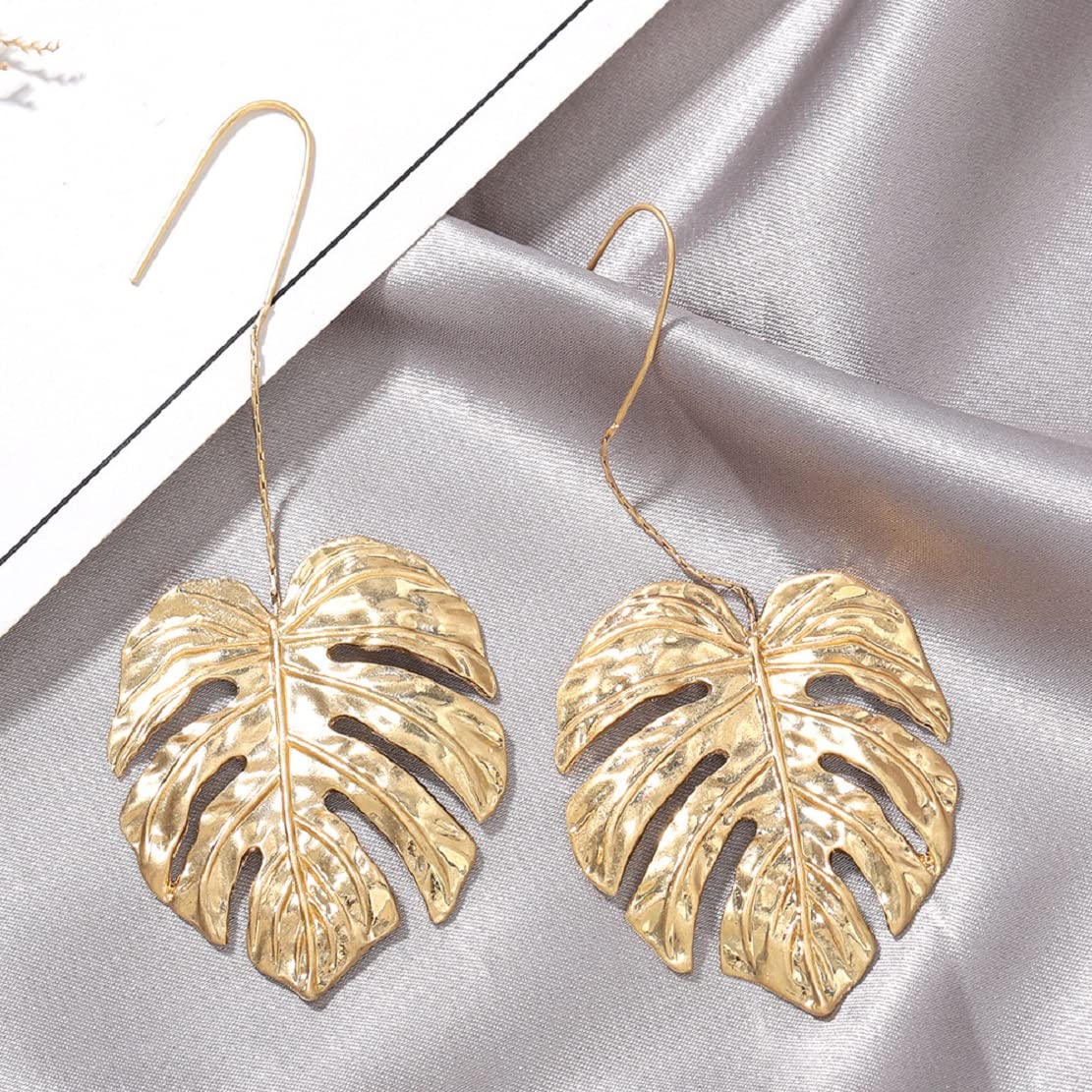 Gold Monstera Leaf Earrings