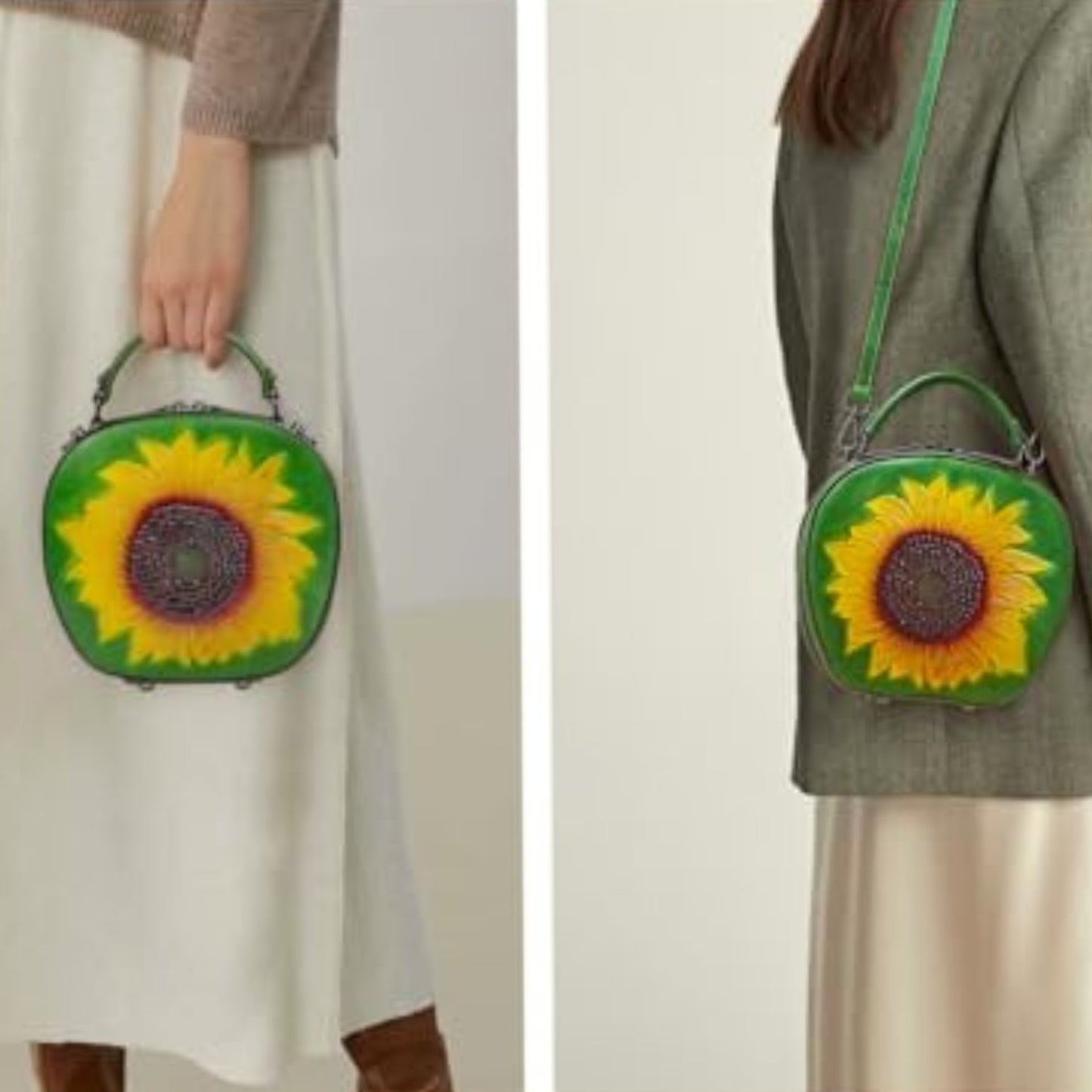 Genuine Leather Vintage Sunflower Bag for Women