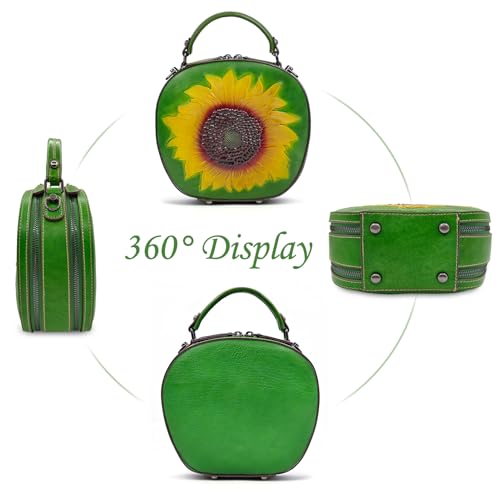 Genuine Leather Vintage Sunflower Bag for Women