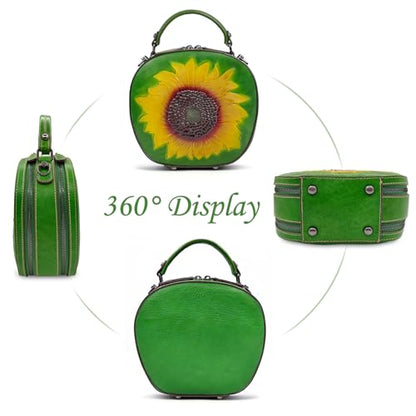 Genuine Leather Vintage Sunflower Bag for Women