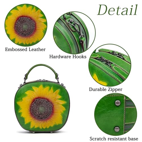 Genuine Leather Vintage Sunflower Bag for Women