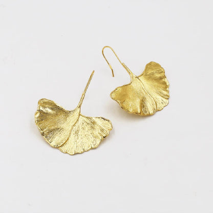 Gold Ginkgo Leaf Earrings