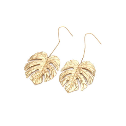 Gold Monstera Leaf Earrings