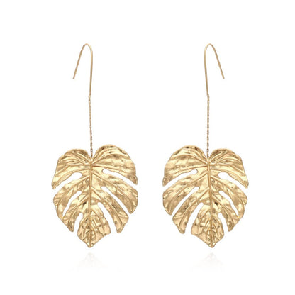 Gold Monstera Leaf Earrings