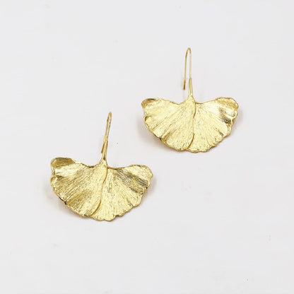 Gold Ginkgo Leaf Earrings