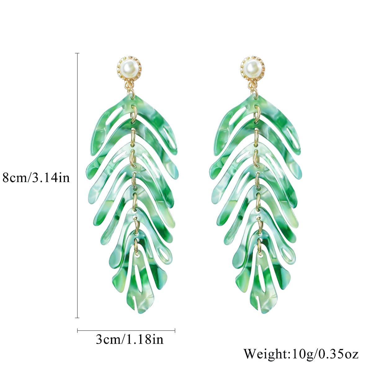 Palm Leaf Earrings - Green or White