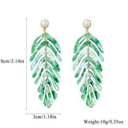 Palm Leaf Earrings - Green or White