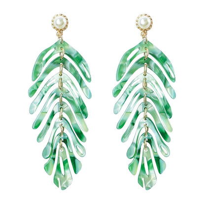 Palm Leaf Earrings - Green or White