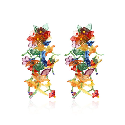 Colourful Statement Floral Earrings