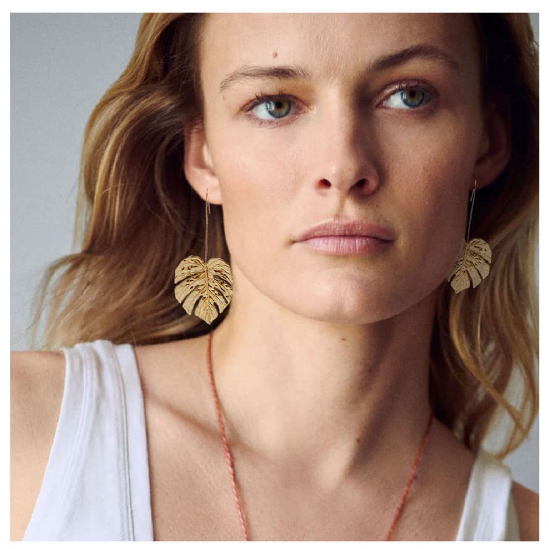 Gold Monstera Leaf Earrings