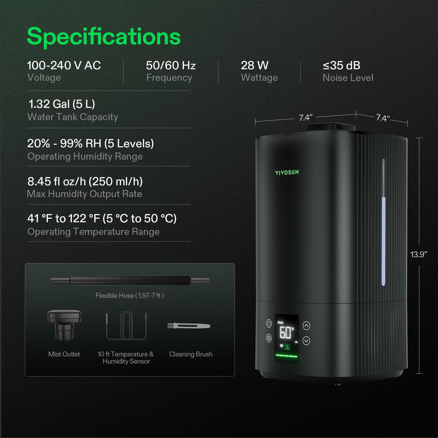 VIVOSUN AeroStream Humidifier 5L