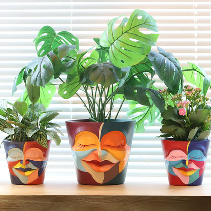 Unique Face Plant Pot with Drainage