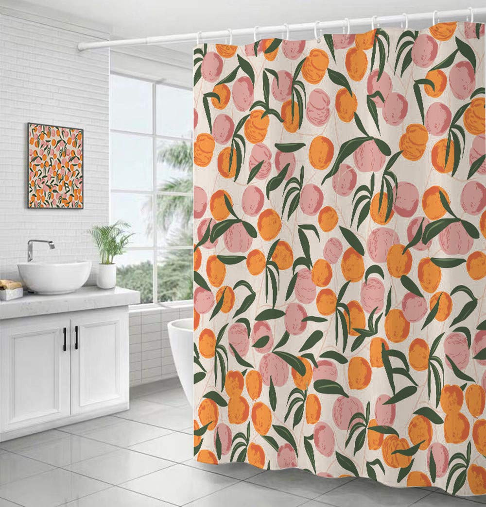 Orange Peach Shower Curtain
