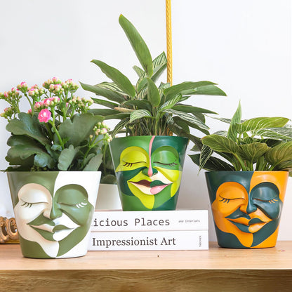 Unique Face Plant Pot with Drainage