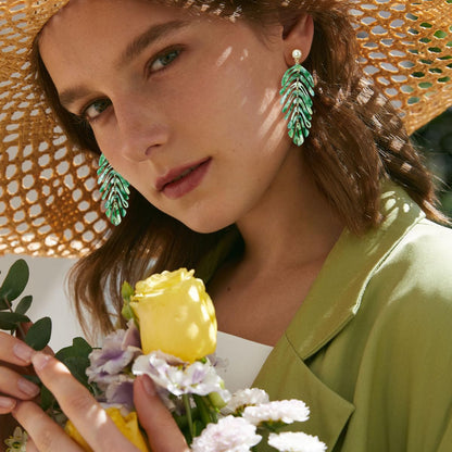 Palm Leaf Earrings - Green or White