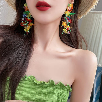 Colourful Statement Floral Earrings