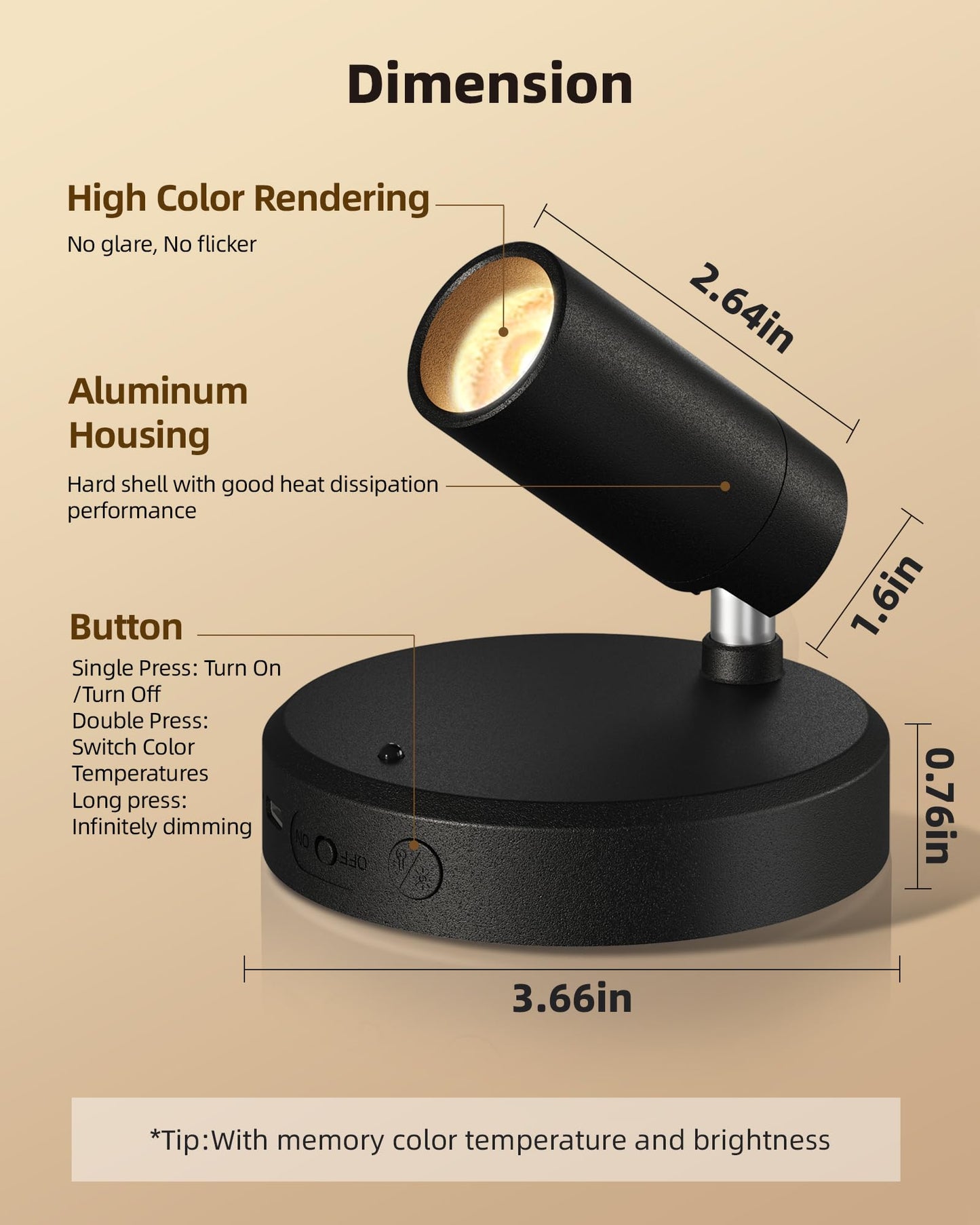 Rechargeable LED Spotlight – Black