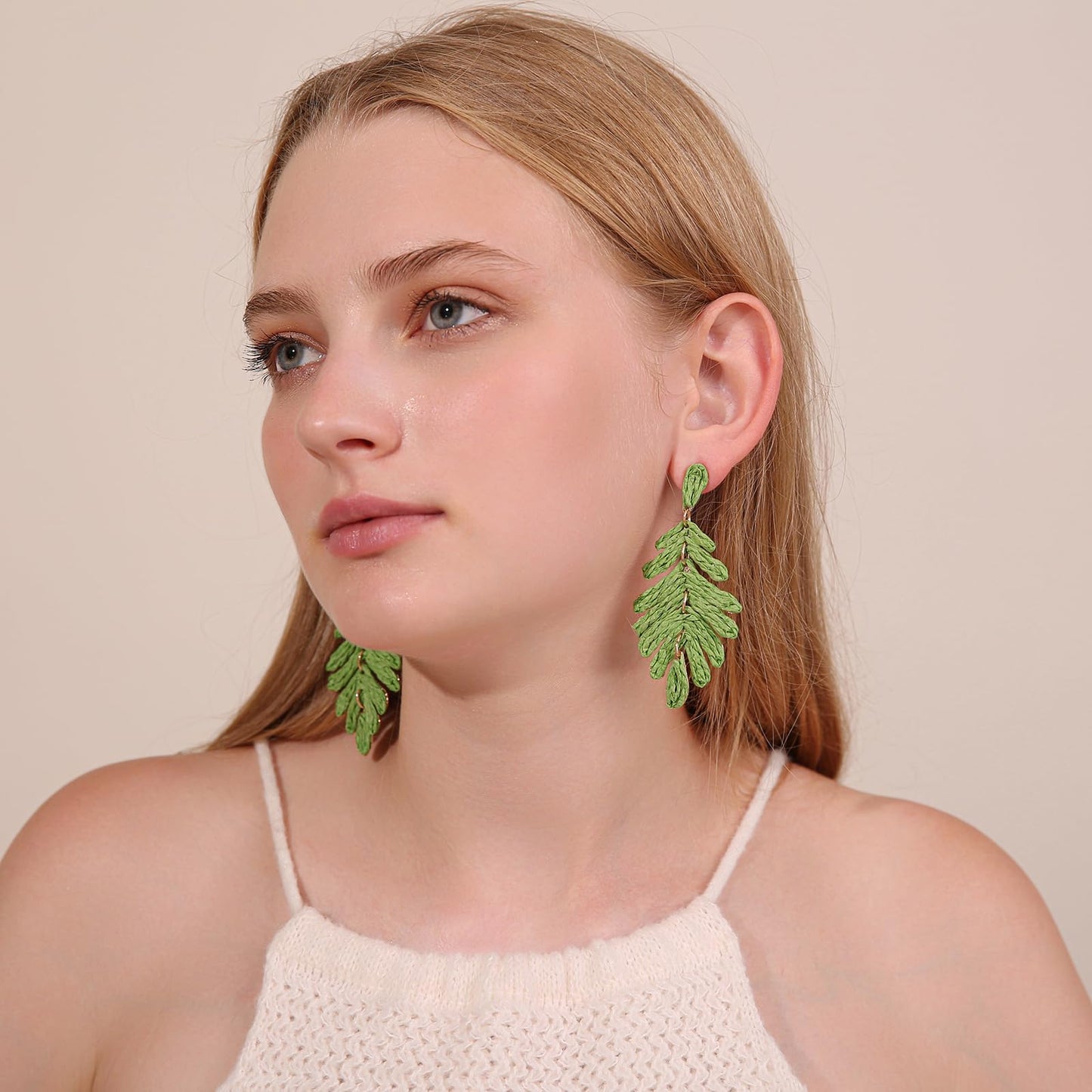 Long Palm Leaf Earrings