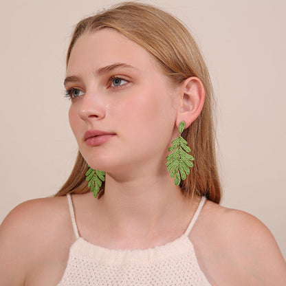 Long Palm Leaf Earrings