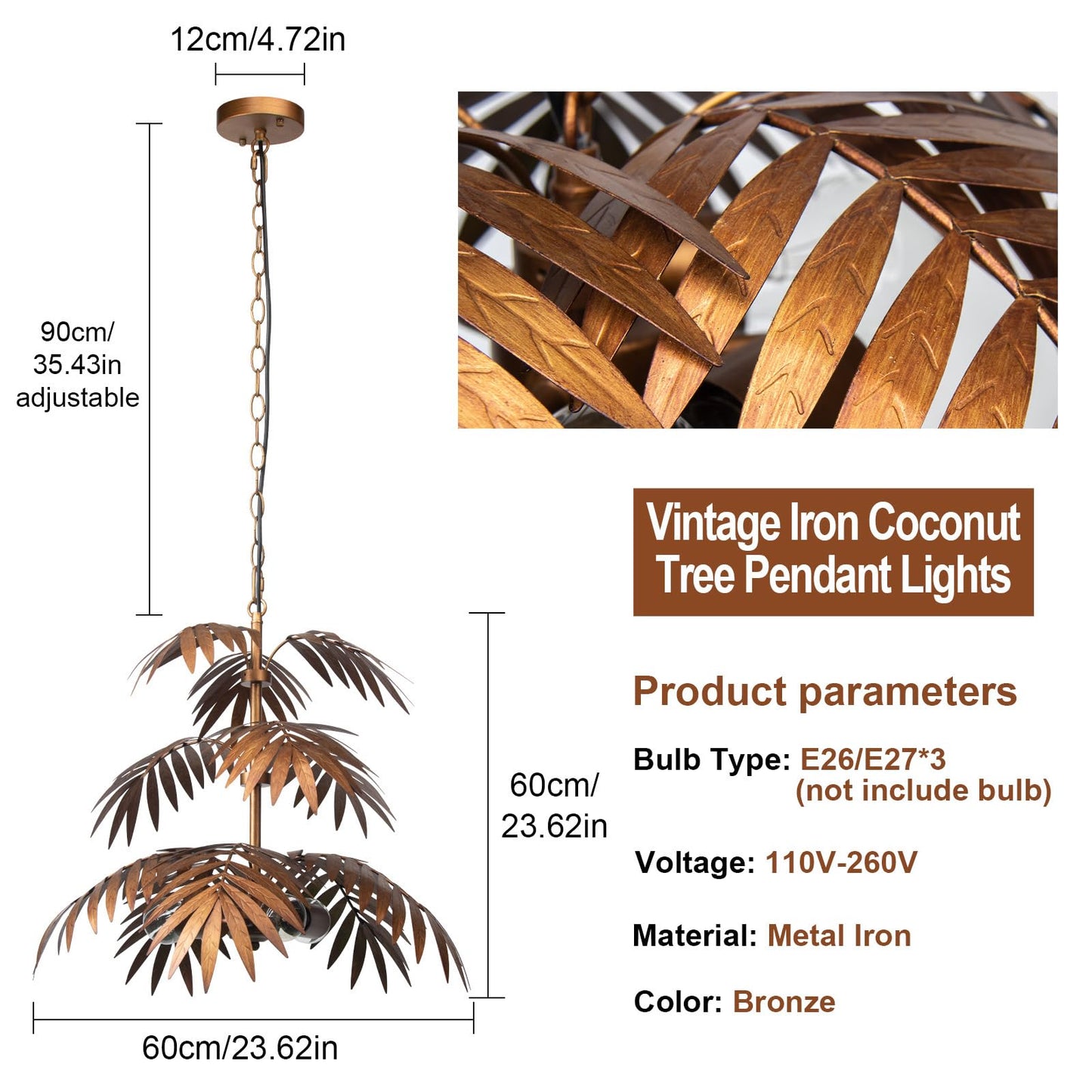 Bronze Palm Chandelier