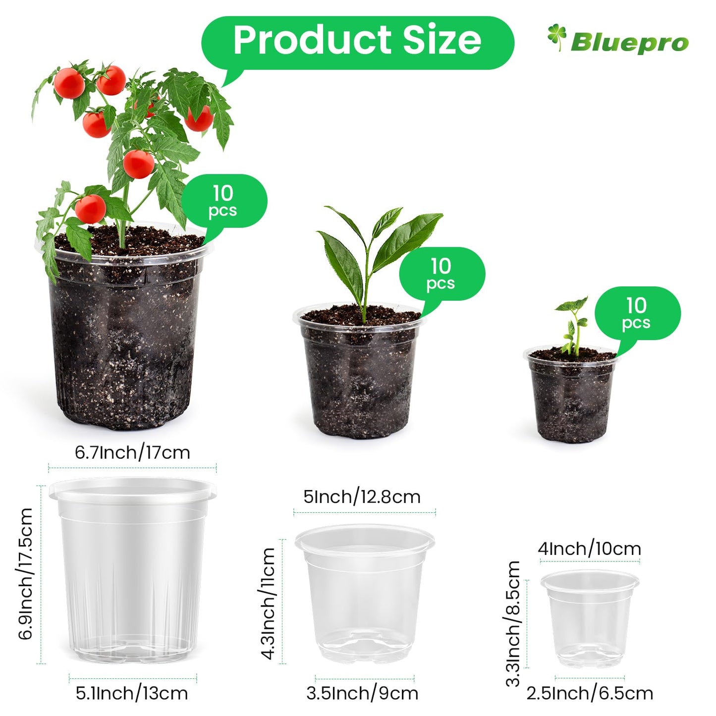 Clear Nursery Pots with Drainage Hole