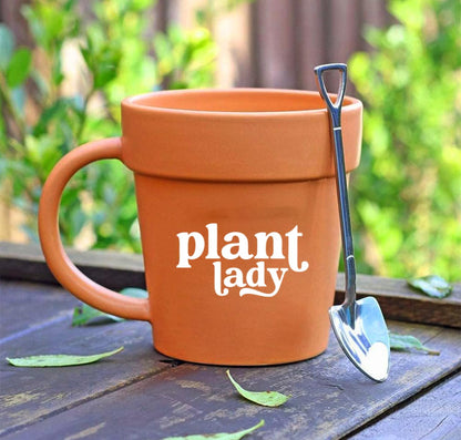 “Plant Lady” Gardening Coffee Mug with Shovel Spoon