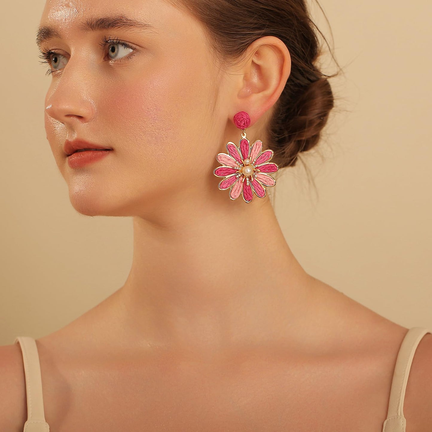 Boho Raffia Flower Earrings