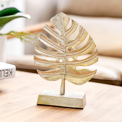 Gold Monstera Leaf Sculpture Decor