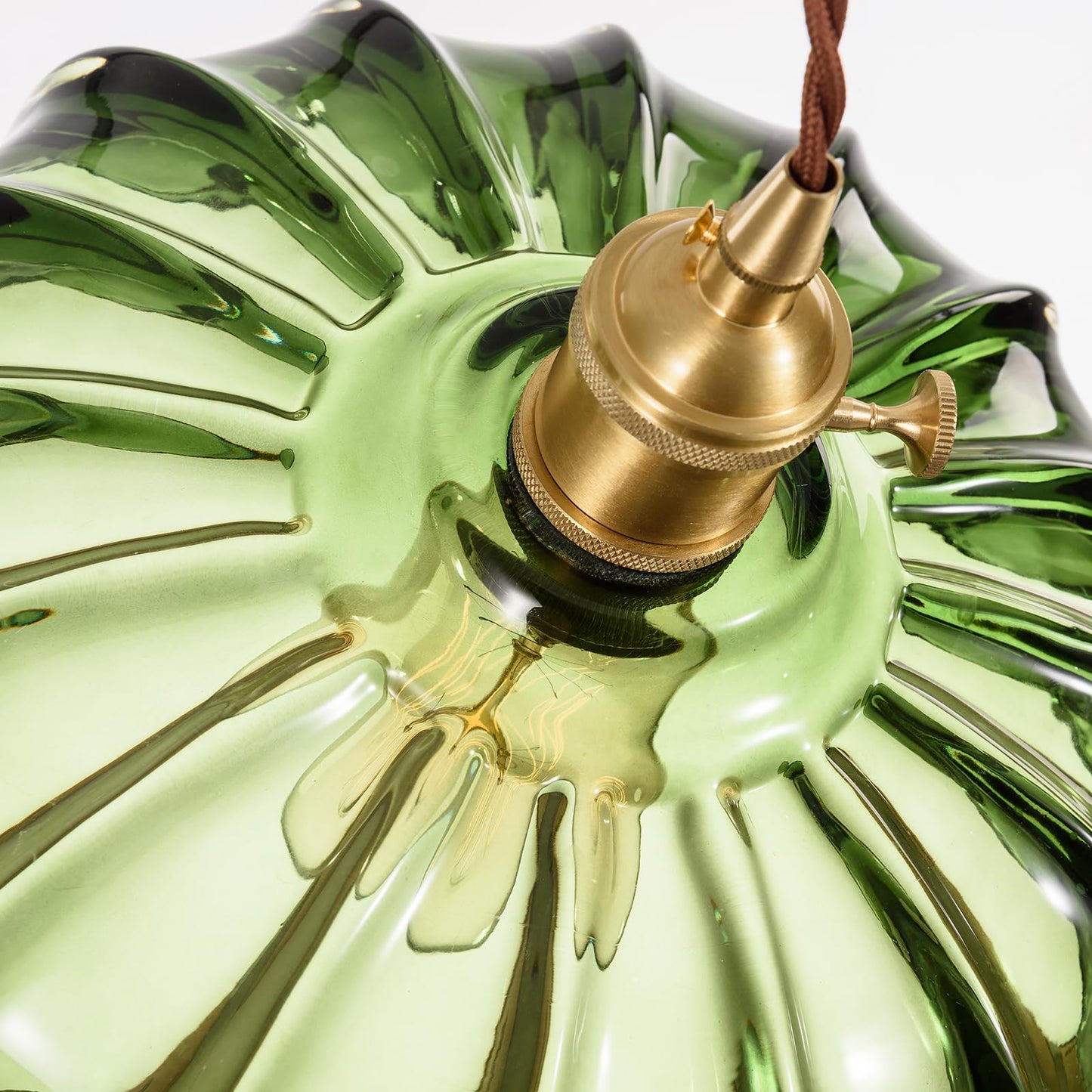 Green Glass Pendant Light Fixture (Plug-In)