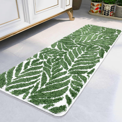 Dark Green Bathroom Runner Rug - Non Slip