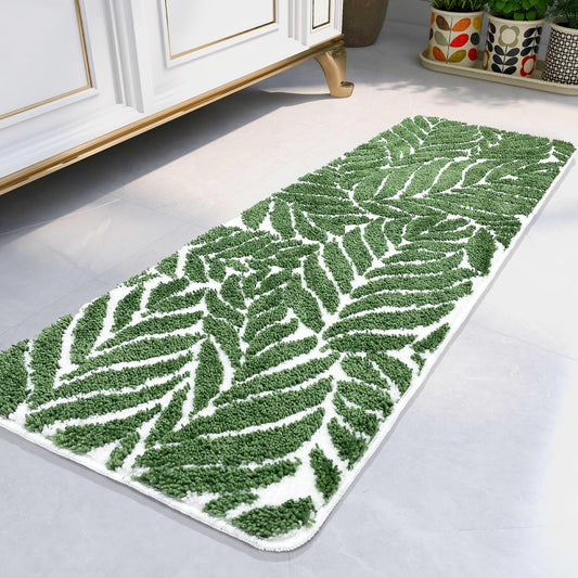 Dark Green Bathroom Runner Rug - Non Slip