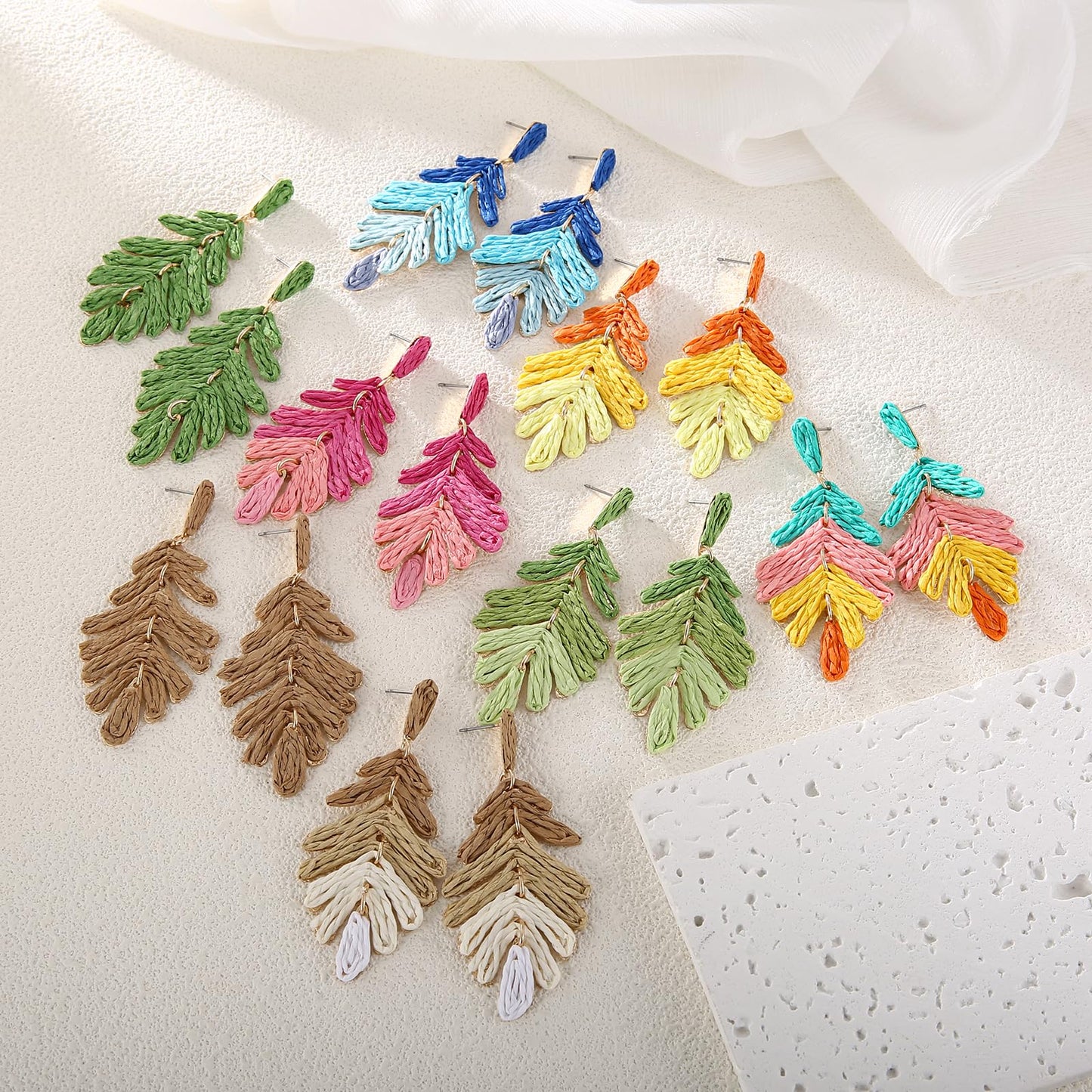 Long Palm Leaf Earrings