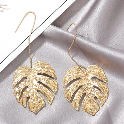 Gold Monstera Leaf Earrings