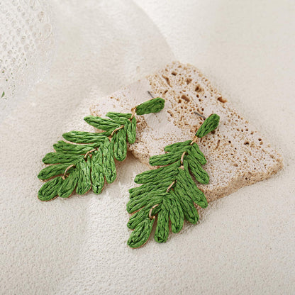 Long Palm Leaf Earrings